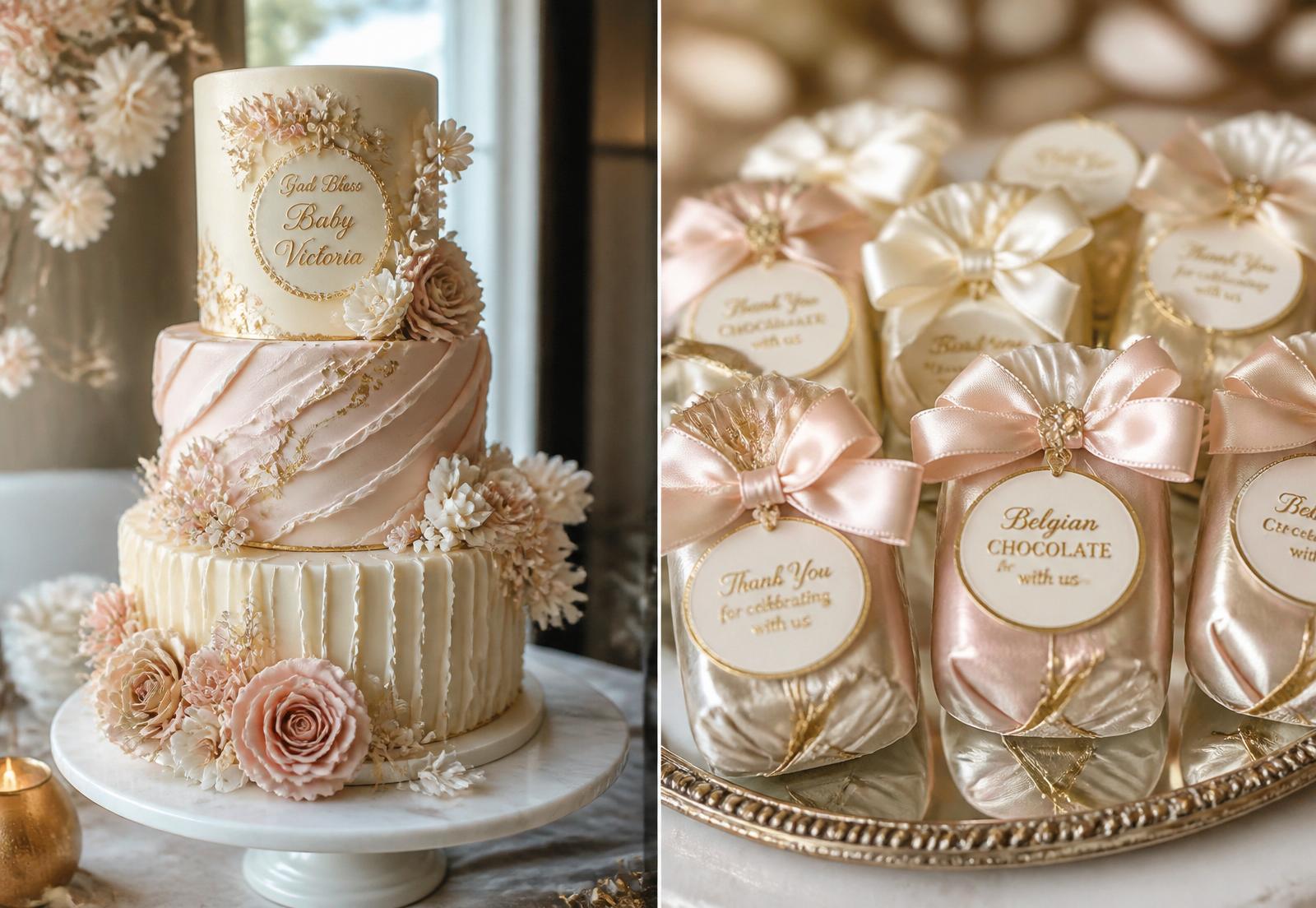 Custom celebration cake and Belgian chocolates by The Caesar